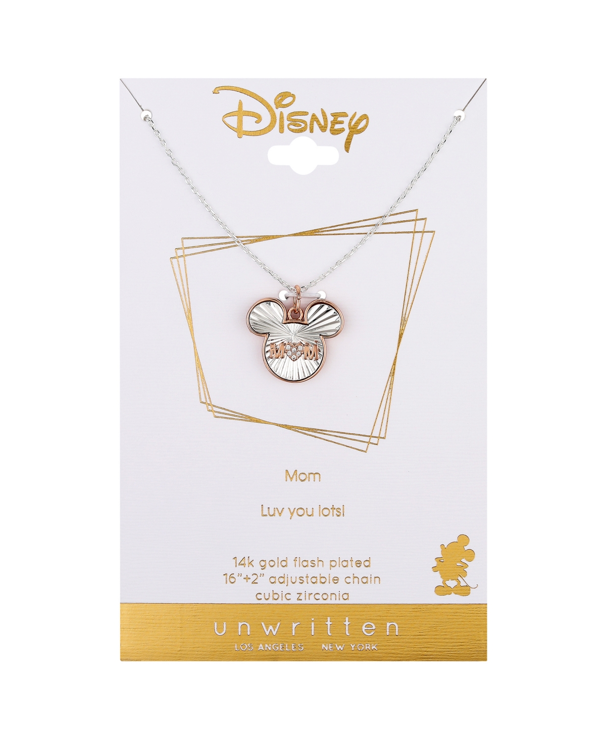 Shop Disney Cubic Zirconia Heart Mickey Mouse Mom Pendant Necklace In Two-tone