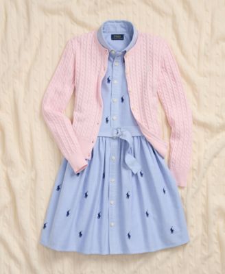 Girls' 7-16 Cable-Knit Cotton Cardigan