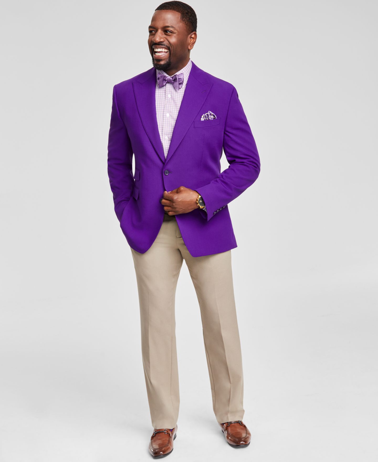 Мужской топ Tayion Collection Purple & Gold Career Collection - Macy's, цвет: Синий — фото 2