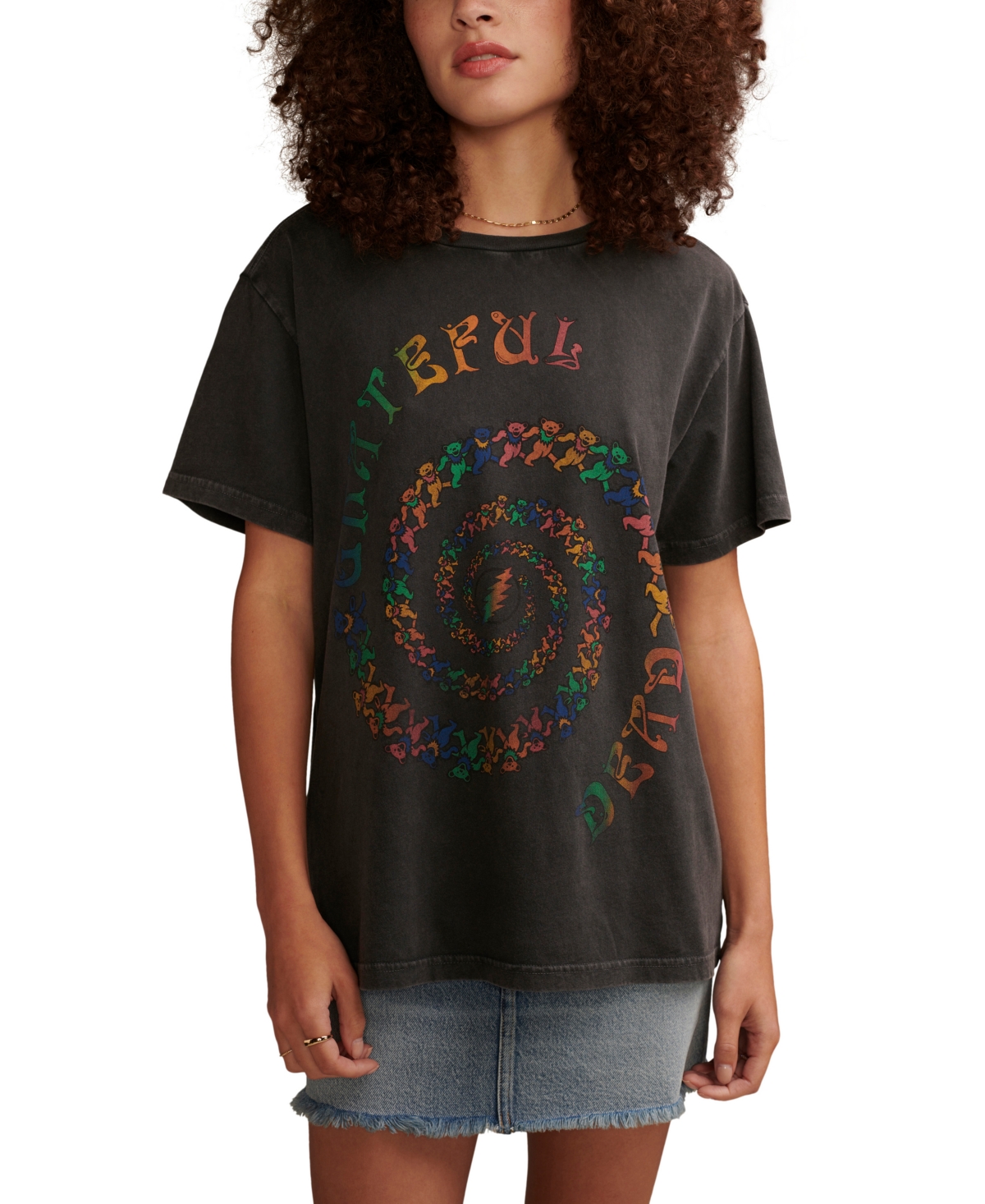Lucky Brand Women's Grateful Dead Bears Classic T-shirt In Jet Black