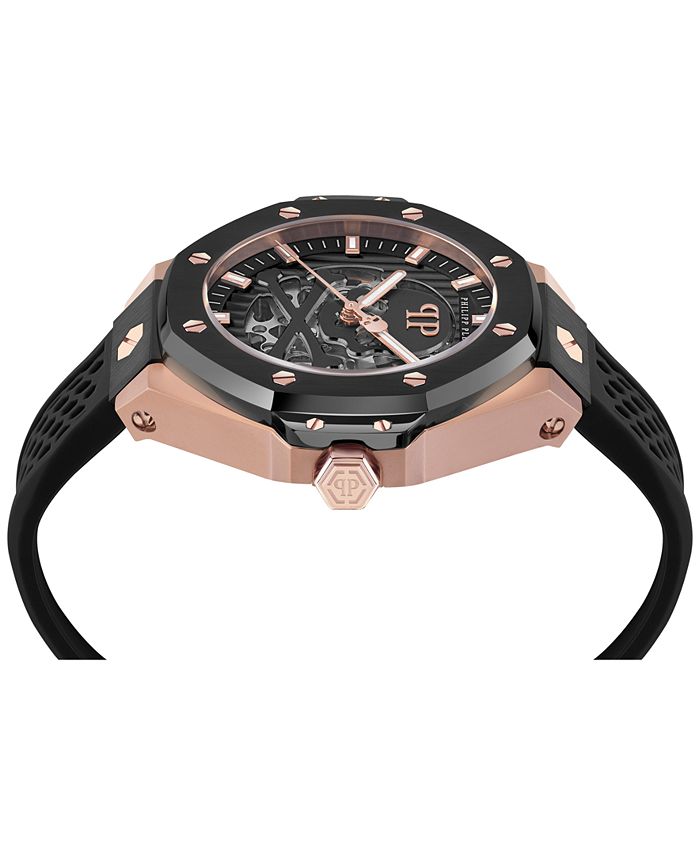 Philipp Plein Orologio Uomo Automatico Full $KELETON Royal - Cassa Acciaio 46mm, Cinturino Silicone Nero