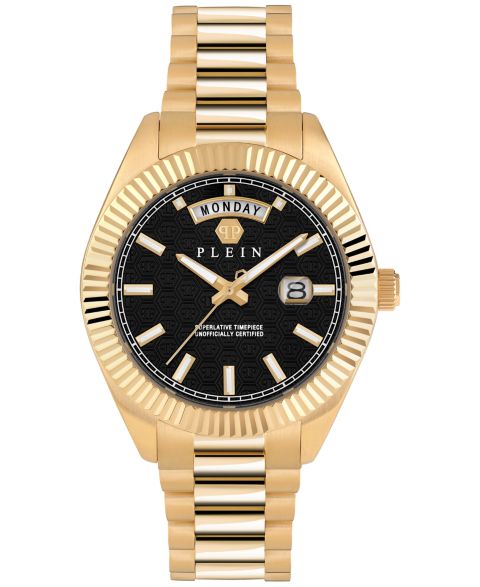 Мужские часы Philipp Plein Date Superlative Gold Ion Plated Stainless Steel Bracelet Watch 42mm