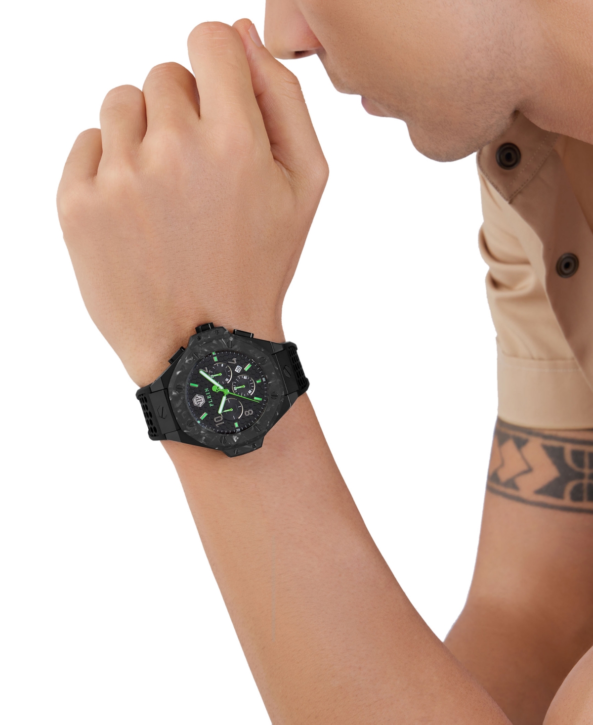 Philipp Plein Plein Chrono Royal Silicone Watch In Black