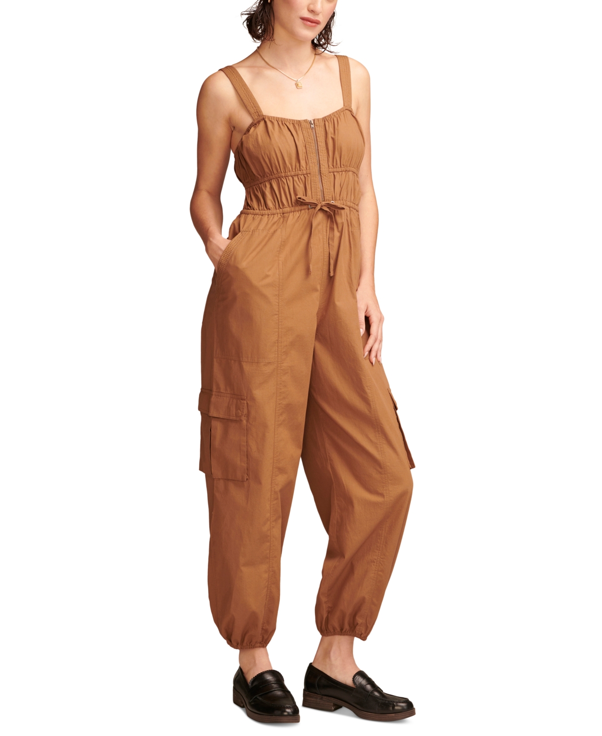 Lucky Brand Women's Cotton Cargo-Pocket Jumpsuit