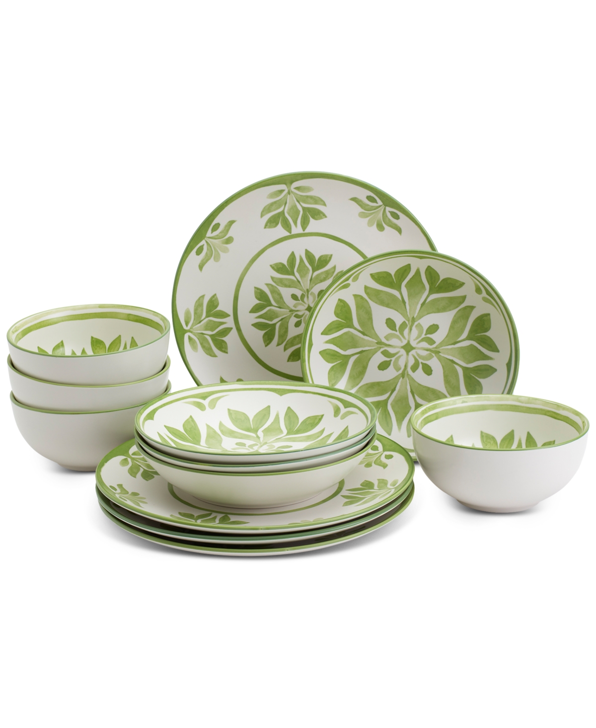 Bristol Green 12 Pc. Dinnerware Set, Service for 4 - Green