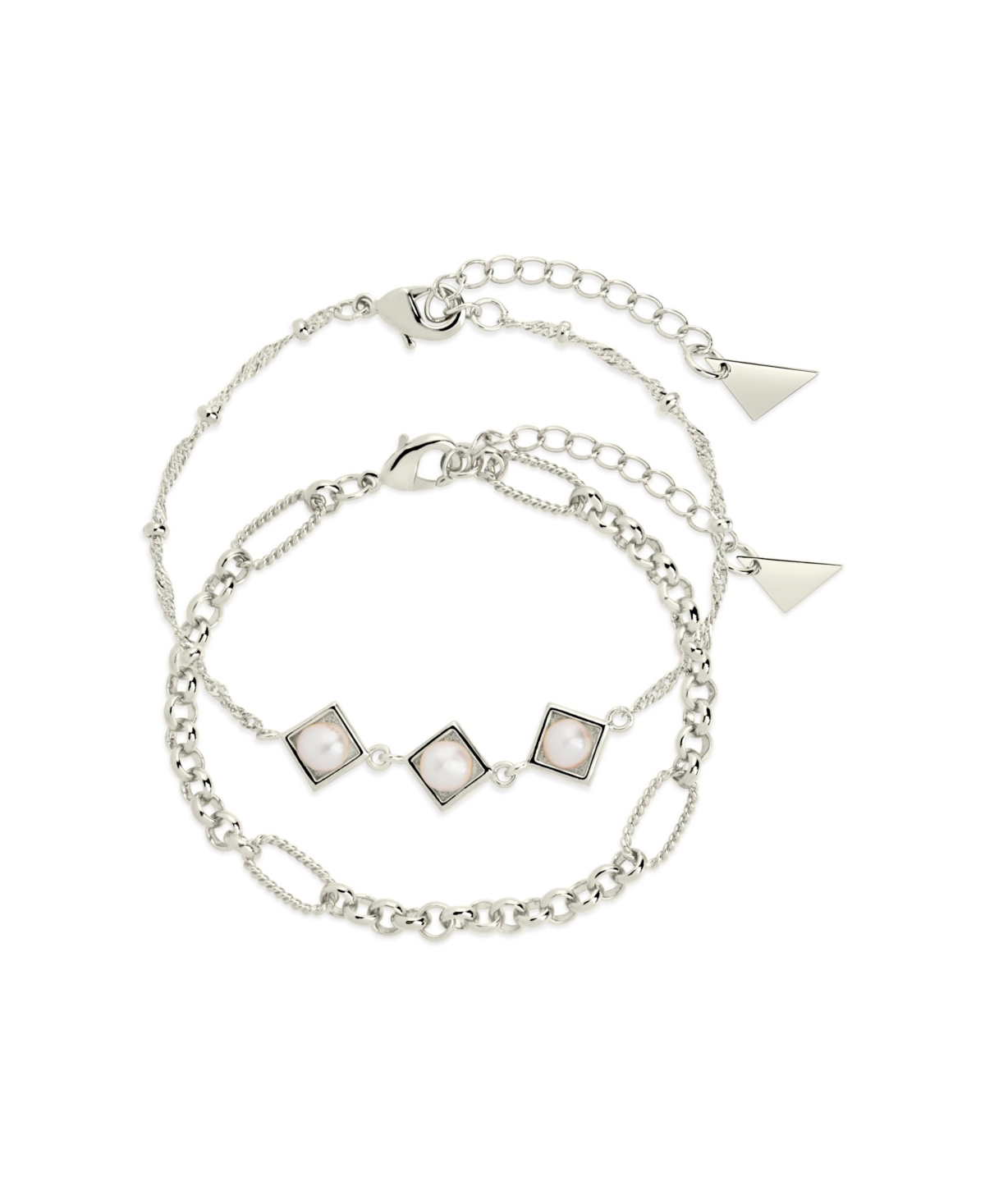 Gold-Tone or Silver-Tone Reine Bracelet Set With Freshwater Pearls - Silver