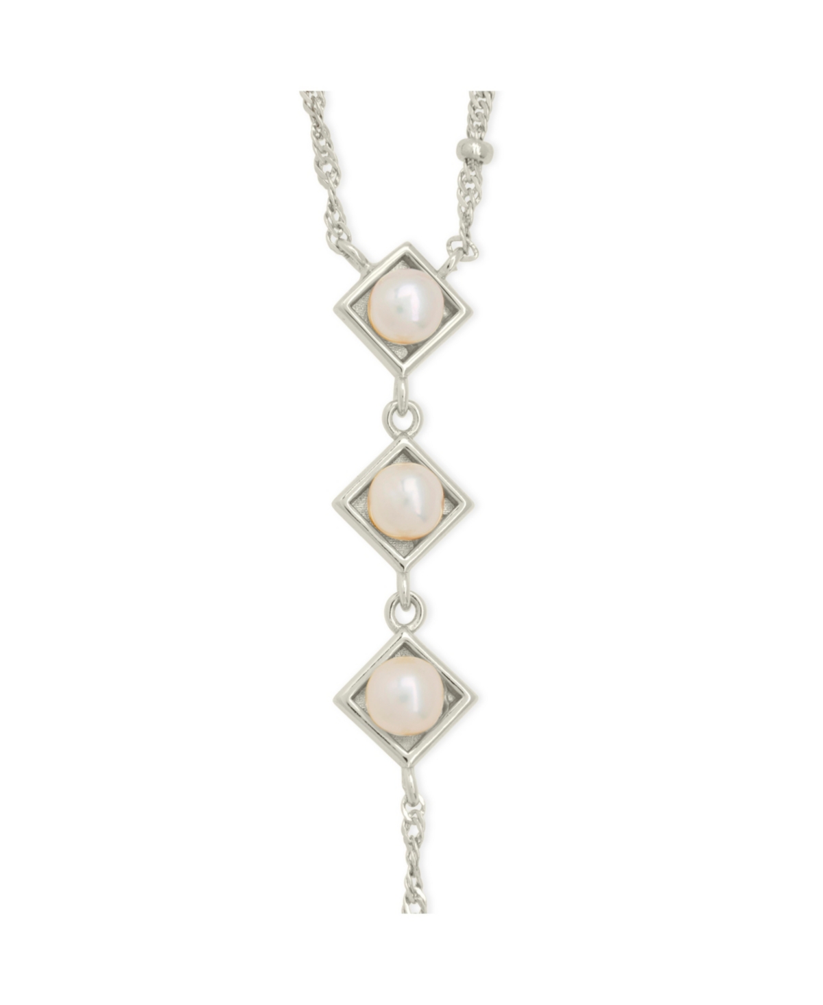 Sterling Forever Gold-Tone orTone Freshwater Pearls Reine Lariat Necklace - Silver