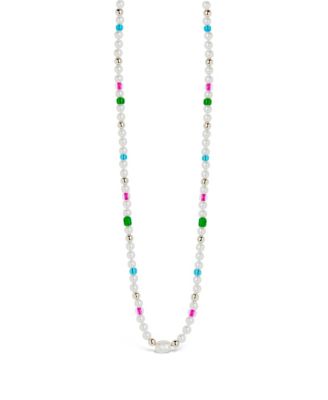 Gold-Tone or Silver-Tone Cultured Freshwater Pearl And Glass Bead Polly Choker