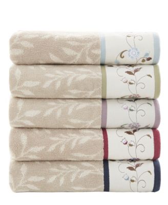 Cotton 6-Pc. Embroidered Serene Jacquard Towel Set