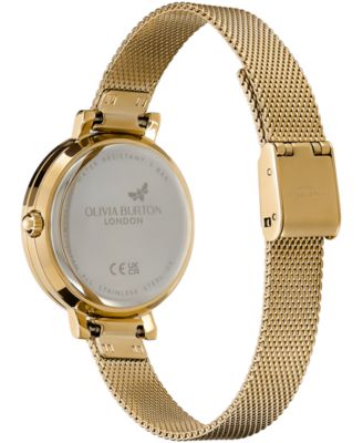 Women's Vintage-Like Bead Gold-Tone Stainless Steel Mesh Watch 30mm