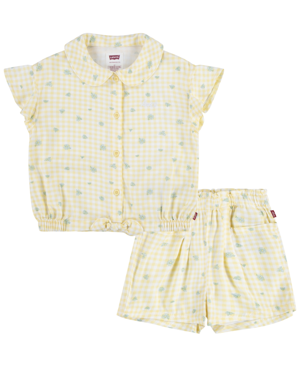 Shop Levi's Little Girls Daisy Top And Shorts Set In Golden Haze