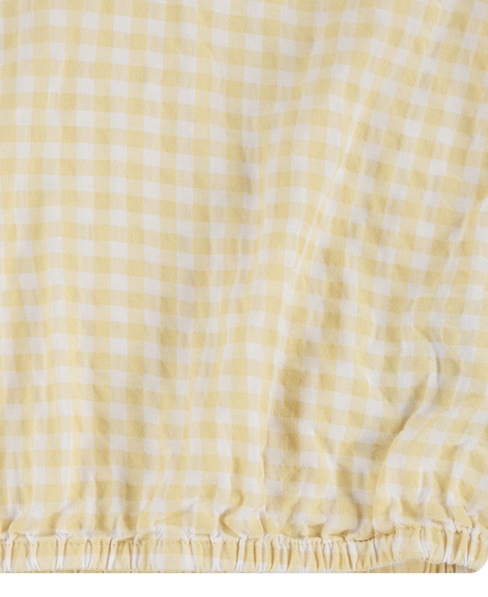 Black & White Gingham Checkered Print Mid-Rise Linen Shorts main image 1