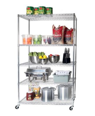UltraDurable 5-Tier NSF Steel Wire Shelving, 48" W x 24" D x 76" H