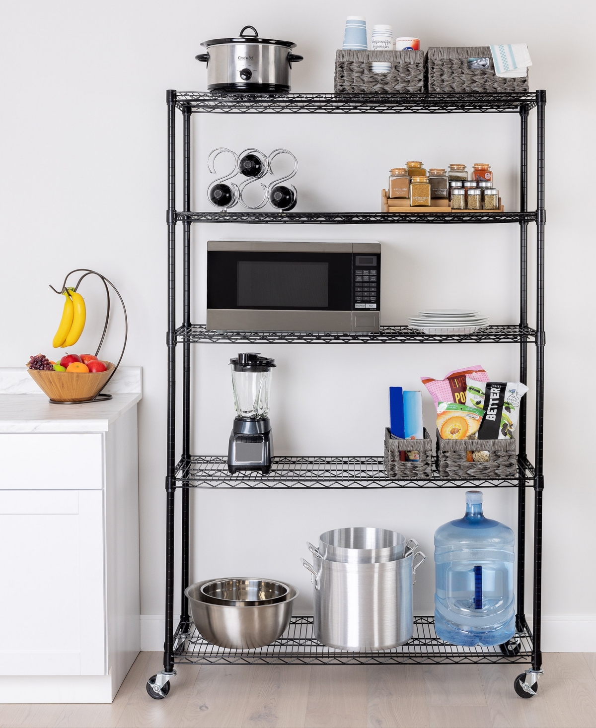 Seville Classics Ultradurable 5-tier Nsf Steel Wire Shelving, 48" W X 18" D X 75" H In Black
