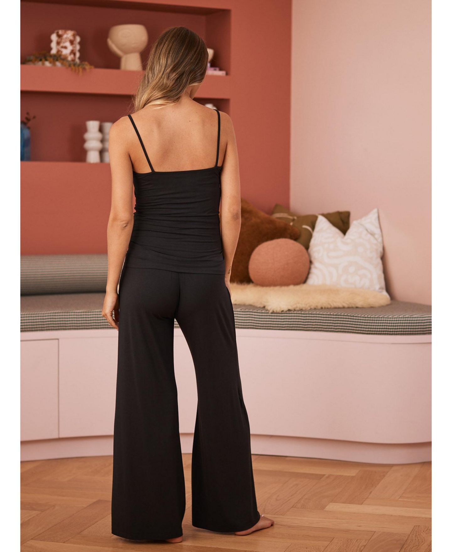Женские брюки ANGEL MATERNITY Maternity Angel Wide Leg Lounge Pants, цвет: Чёрный — фото 6