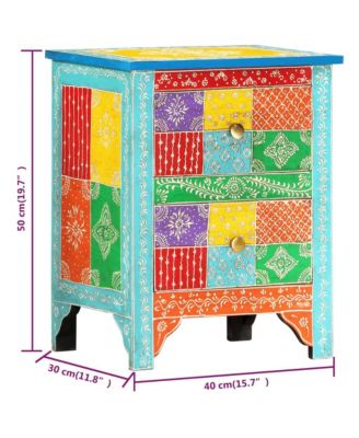 Hand Painted Bedside Cabinet 15.7"x11.8"x19.7" Solid Mango Wood