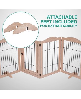 Freestanding Dog Gate, 4-Panel Extension - Walnut