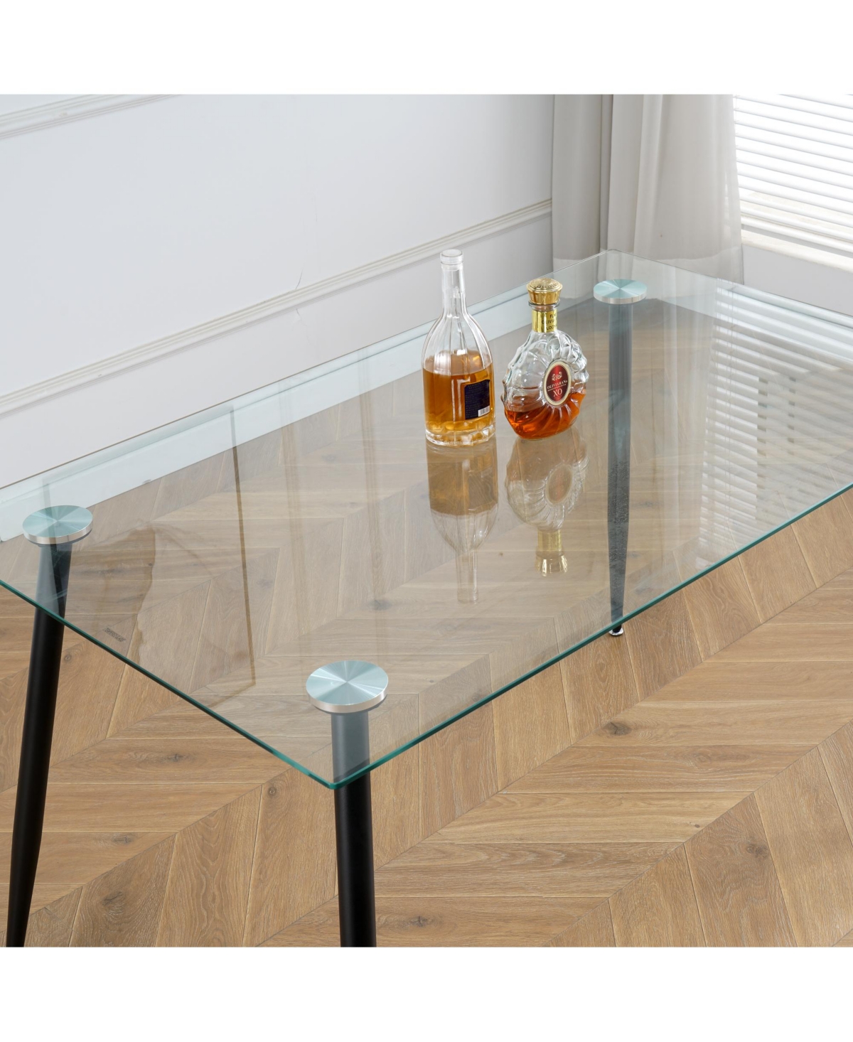 Streamdale Furniture Streamdale Glass Dining Table with Metal Legs