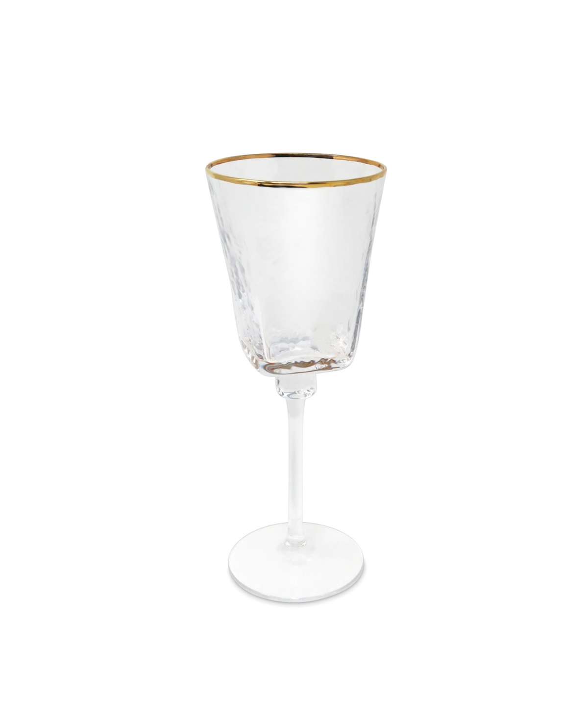 Vivience Square Shaped Rim Hammered Wine Glasses, Set Of 6 In Clear,gold