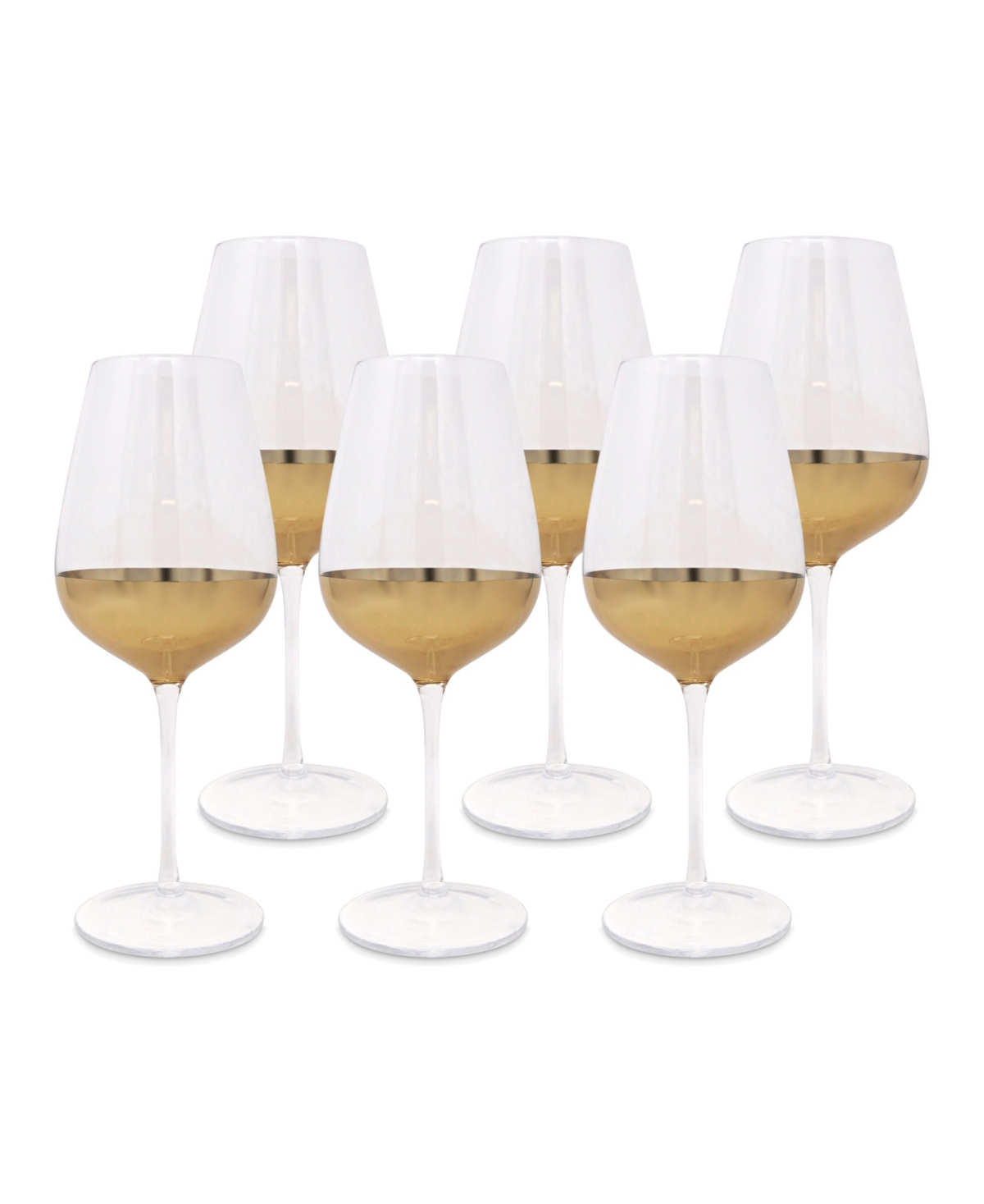 Shop Vivience Bottom Wine Glasses, Set Of 6 In Clear,gold