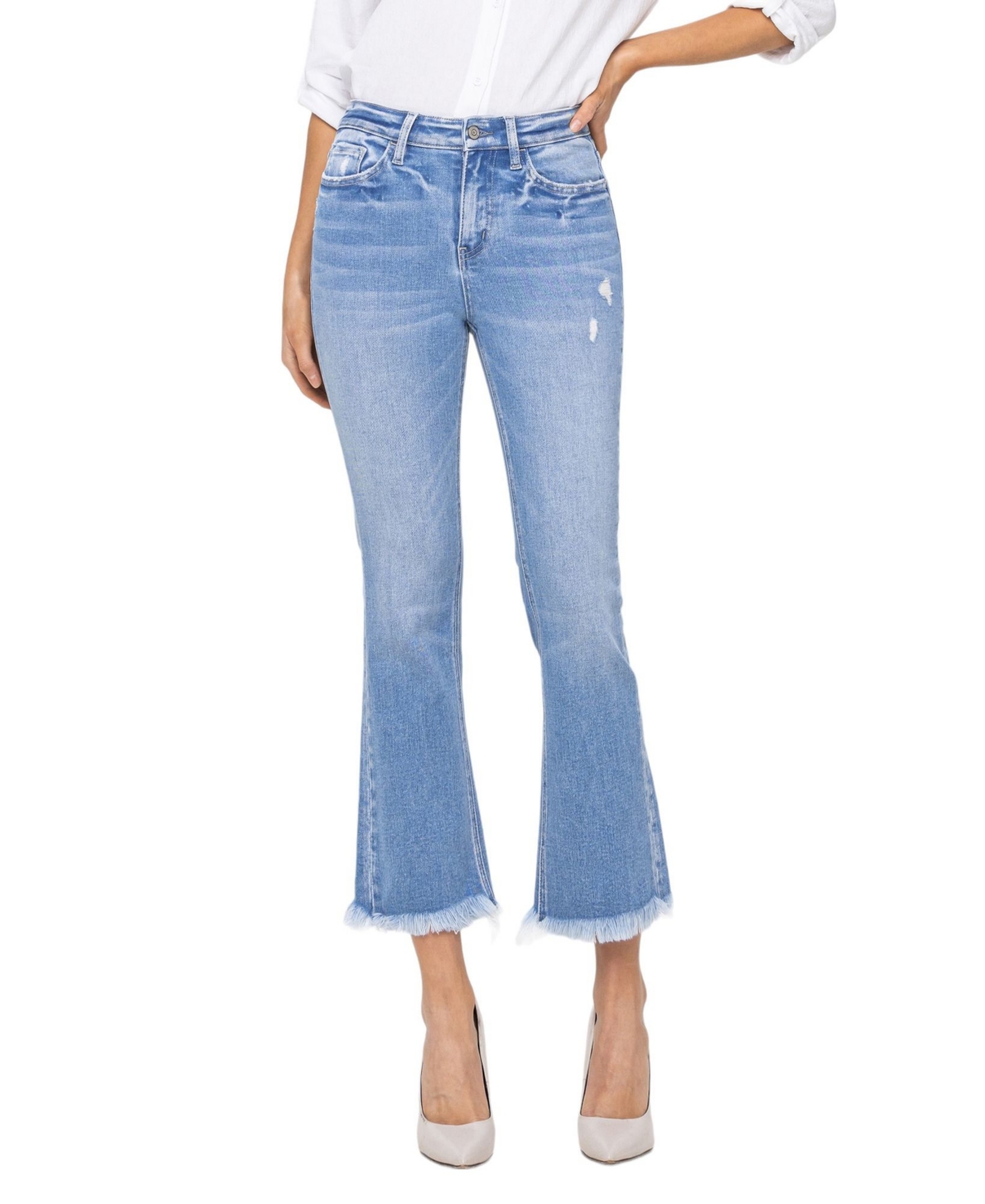 Women's High Rise Cropped Kick Flare Jeans - Beckons blue