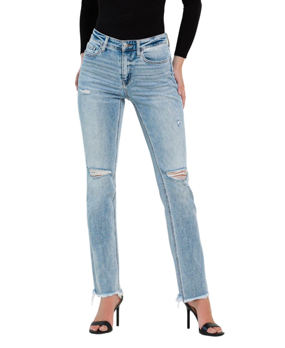 Women's High Rise Straight Jeans - Pamper blue