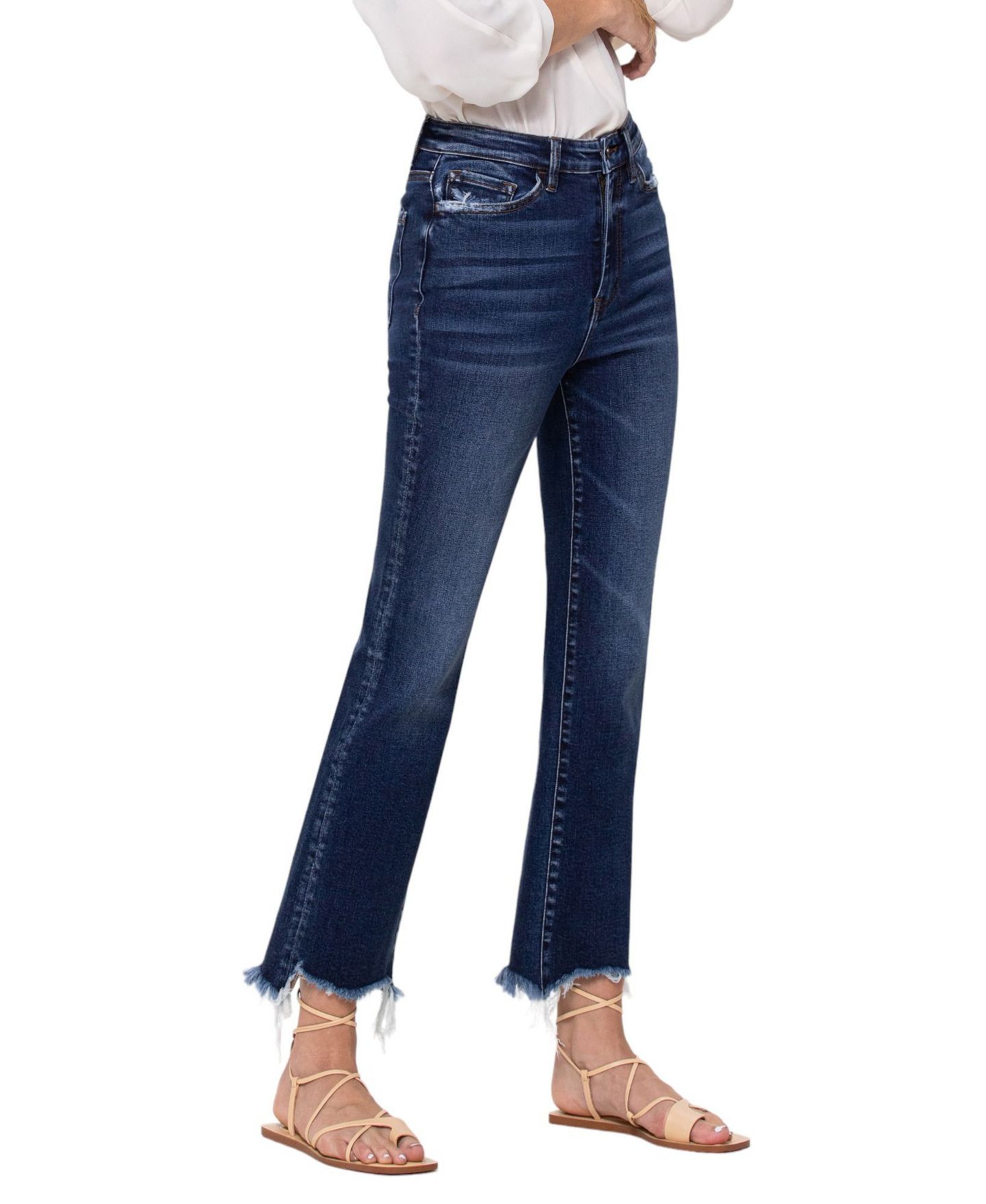 Женские джинсы Vervet Super High Rise Step Hem Ankle Flare, цвет: Синий — фото 2