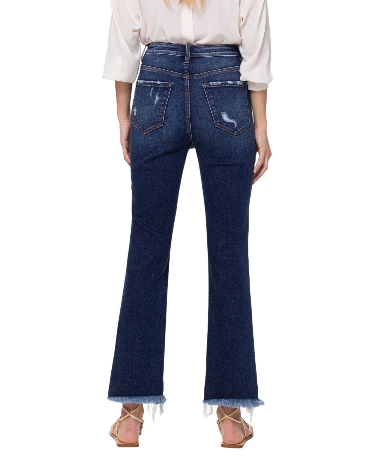 Женские джинсы Vervet Super High Rise Step Hem Ankle Flare, цвет: Синий — фото 3