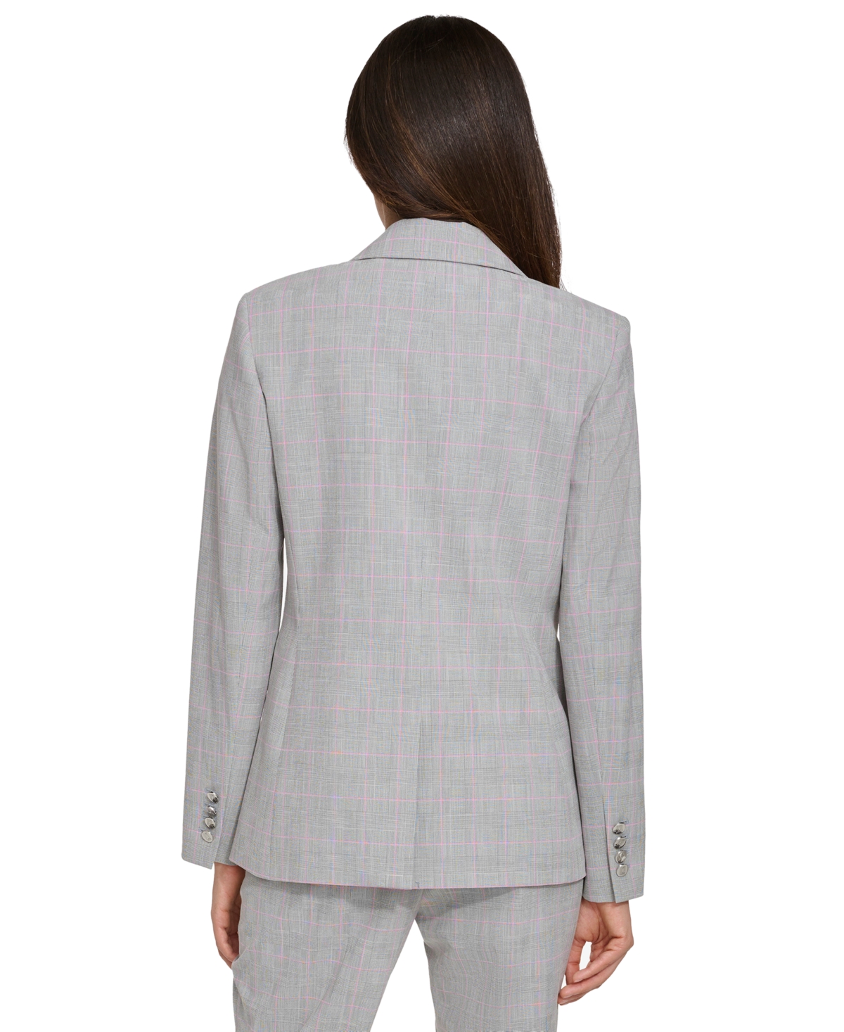 Shop Karl Lagerfeld Women's Single-button Peak-collar Menswear Blazer In Cyclamen Pink Multi