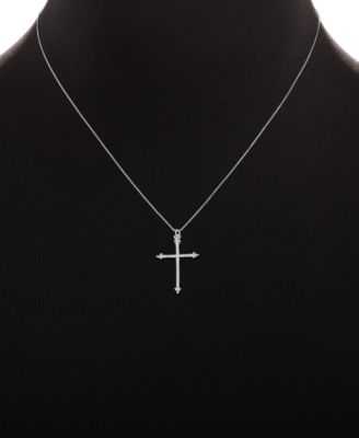2-Pc. St Cubic Zirconia Cross Pendant Necklace & Solitaire Stud Earrings in Sterling Silver, Created for Macy's
