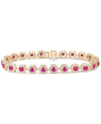 Macy's - Gemstone & Diamond Halo Hexagon Flex Bracelet