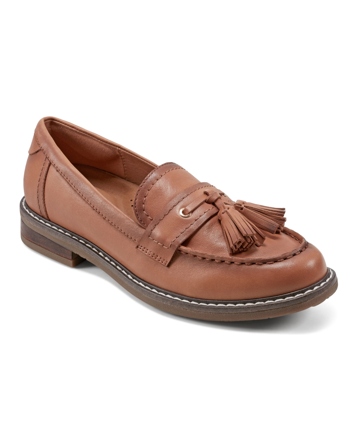 Women's Janelle Slip-On Round Toe Casual Loafers - Brown Leather