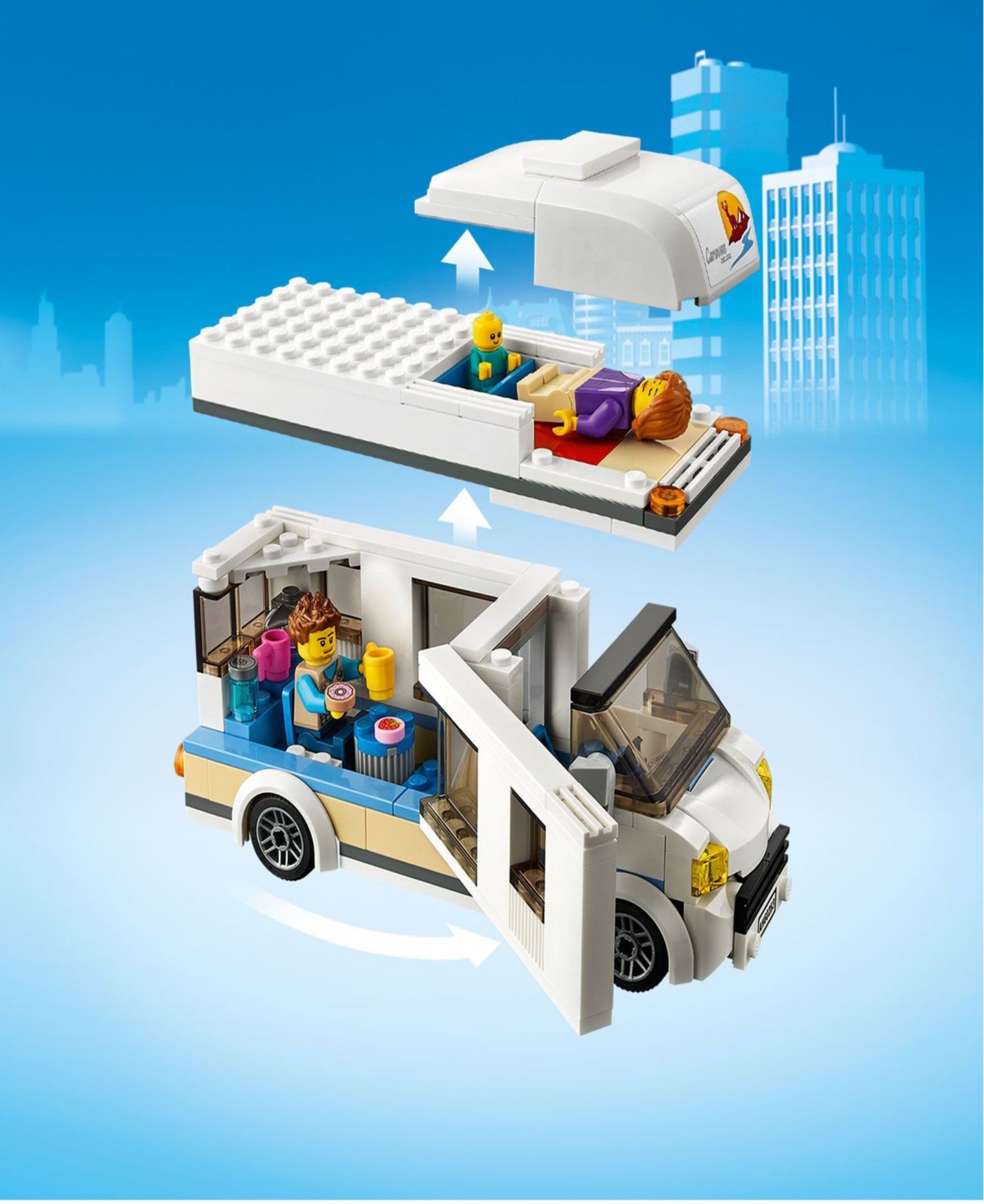 Lego City 60283 Holiday Camper Van Toy Building Set with Family Minifigures