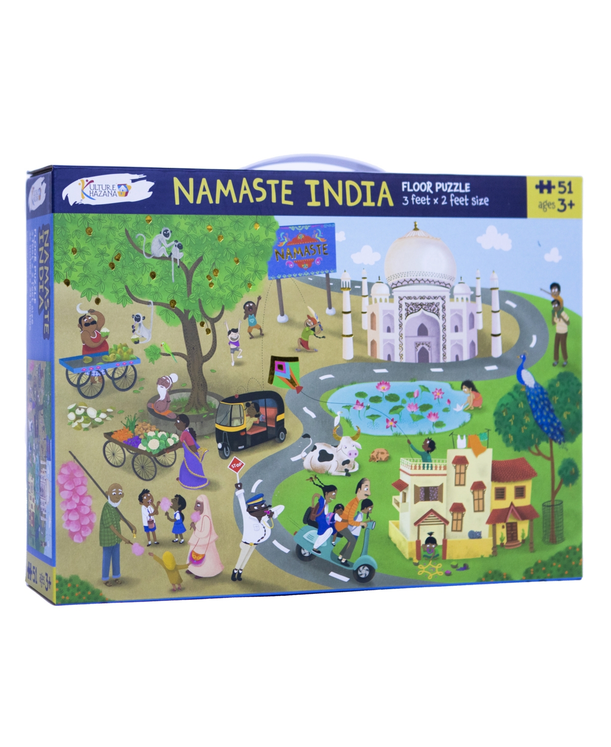 Shop Kulture Khazana Namaste India Bundle Floor Puzzle, 51 Pieces Plus Tabletop Puzzle, 150 Pieces In Mutli