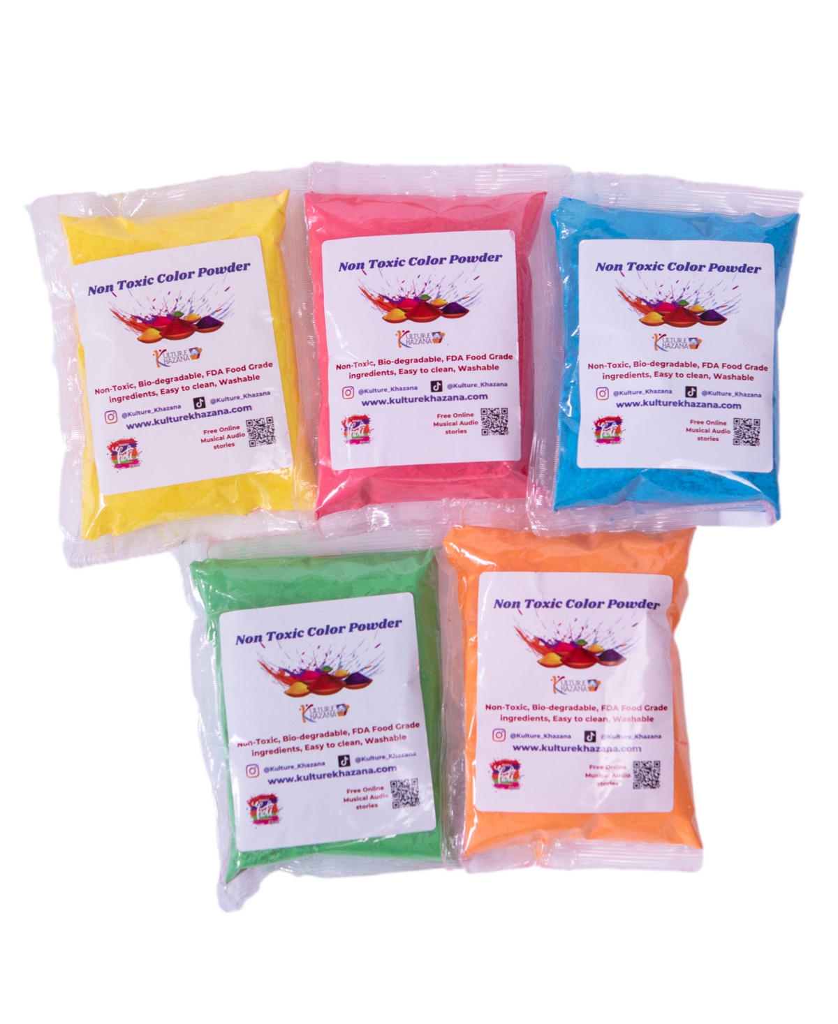 Shop Kulture Khazana All Natural Color Powder 100 Gm, Pack Of 5 In Mutli