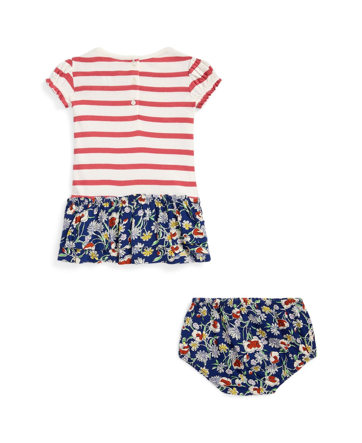 Polo Ralph Lauren Baby Girls Striped Cotton-Blend Dress and Bloomer Set - Deckwash White