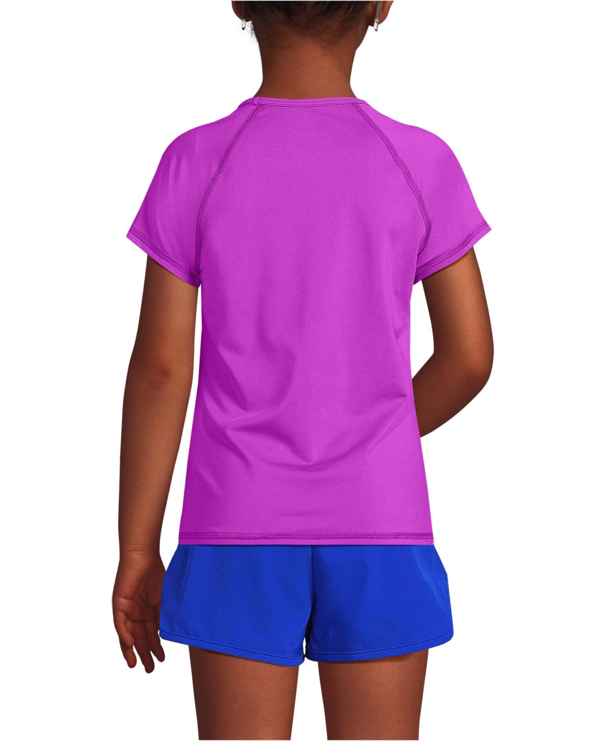Lands' End Girls Chlorine Resistant Short Sleeve Crew Neck UPF50 Rash Guard