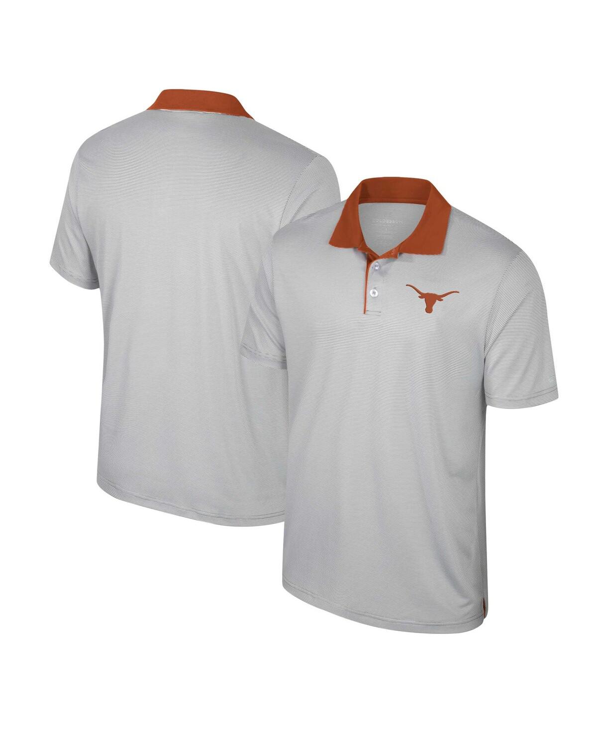 Men's Colosseum Gray Texas Longhorns Tuck Striped Polo Shirt - Gray