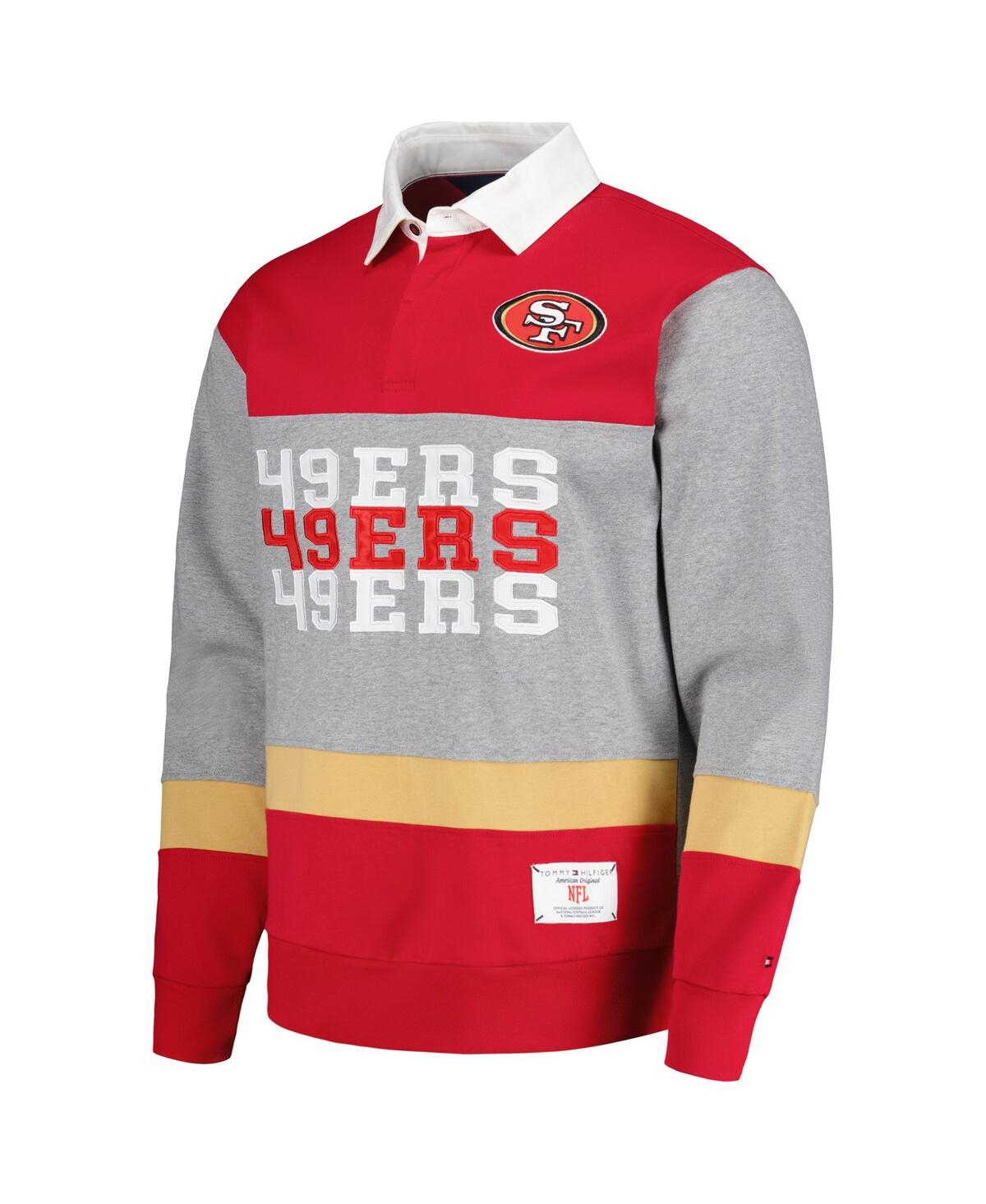 Shop Tommy Hilfiger Men's  Scarlet San Francisco 49ers Connor Oversized Rugby Long Sleeve Polo Shirt