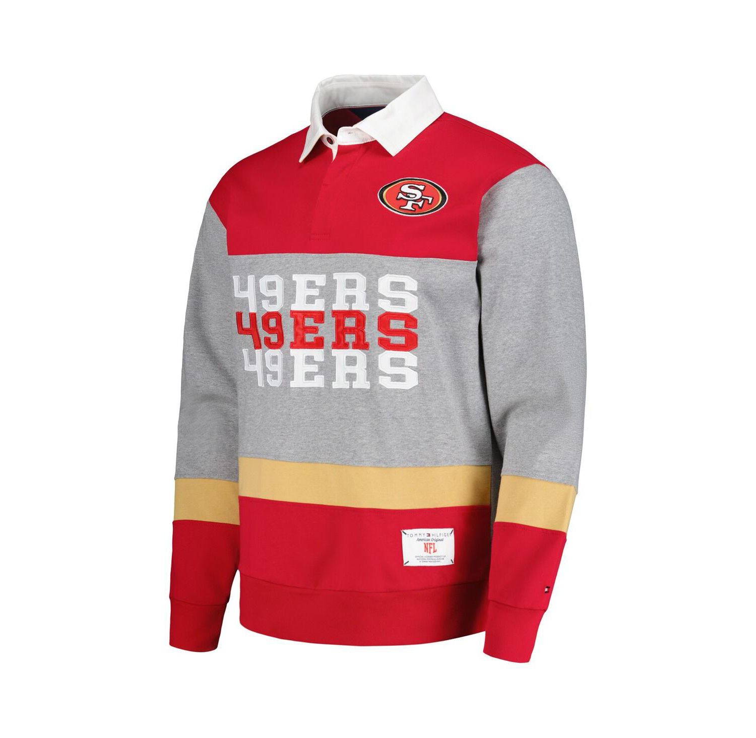 Men's Scarlet San Francisco 49ers Connor Oversized Rugby Long Sleeve Polo Shirt