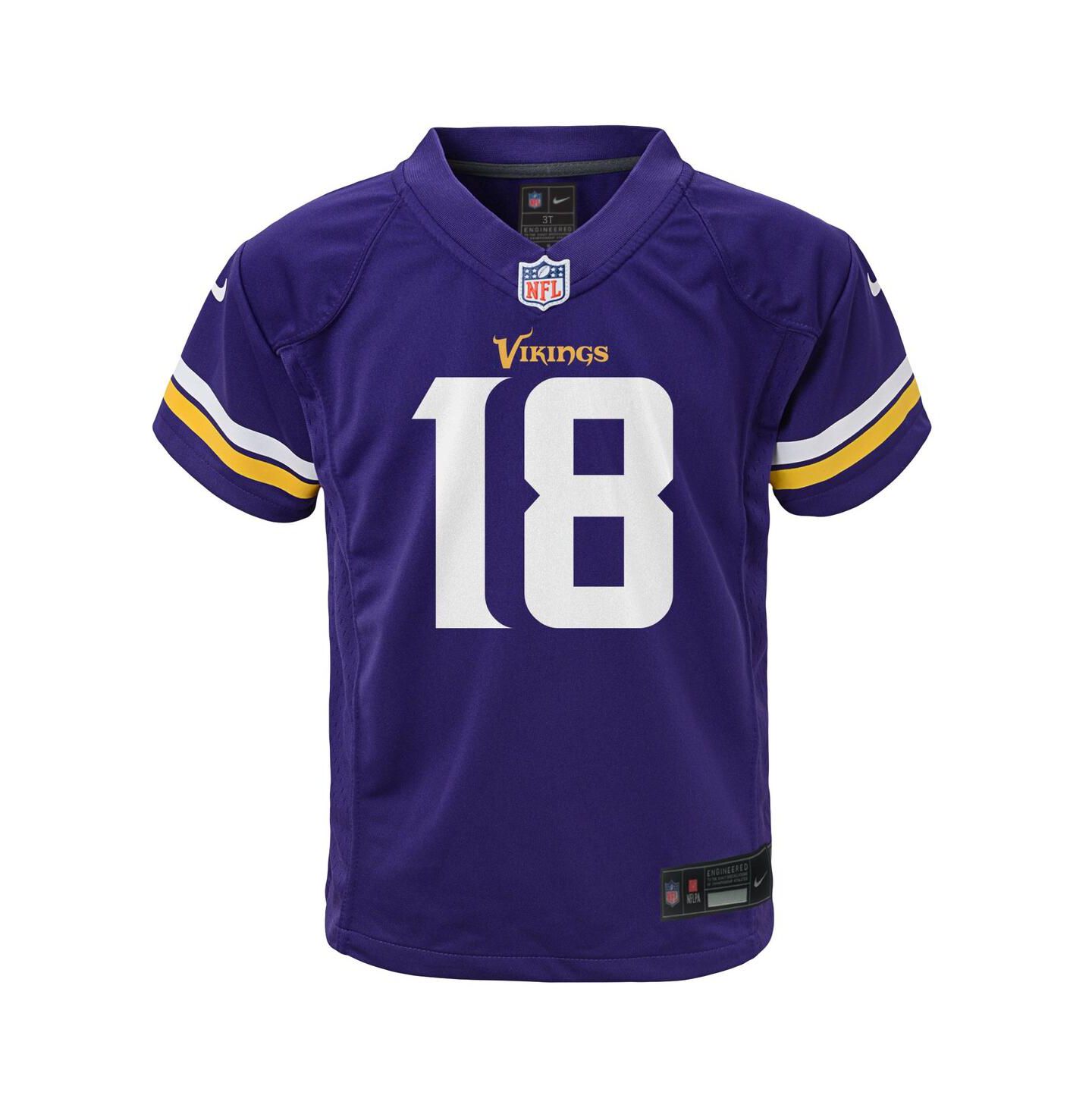 Топ Nike Justin Jefferson Purple Minnesota Vikings Alternate Game Jersey для малышей, цвет: Фиолетовый — фото 4