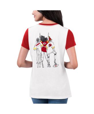 Women's White, Red Kansas City Chiefs Fashion Illustration T-shirt