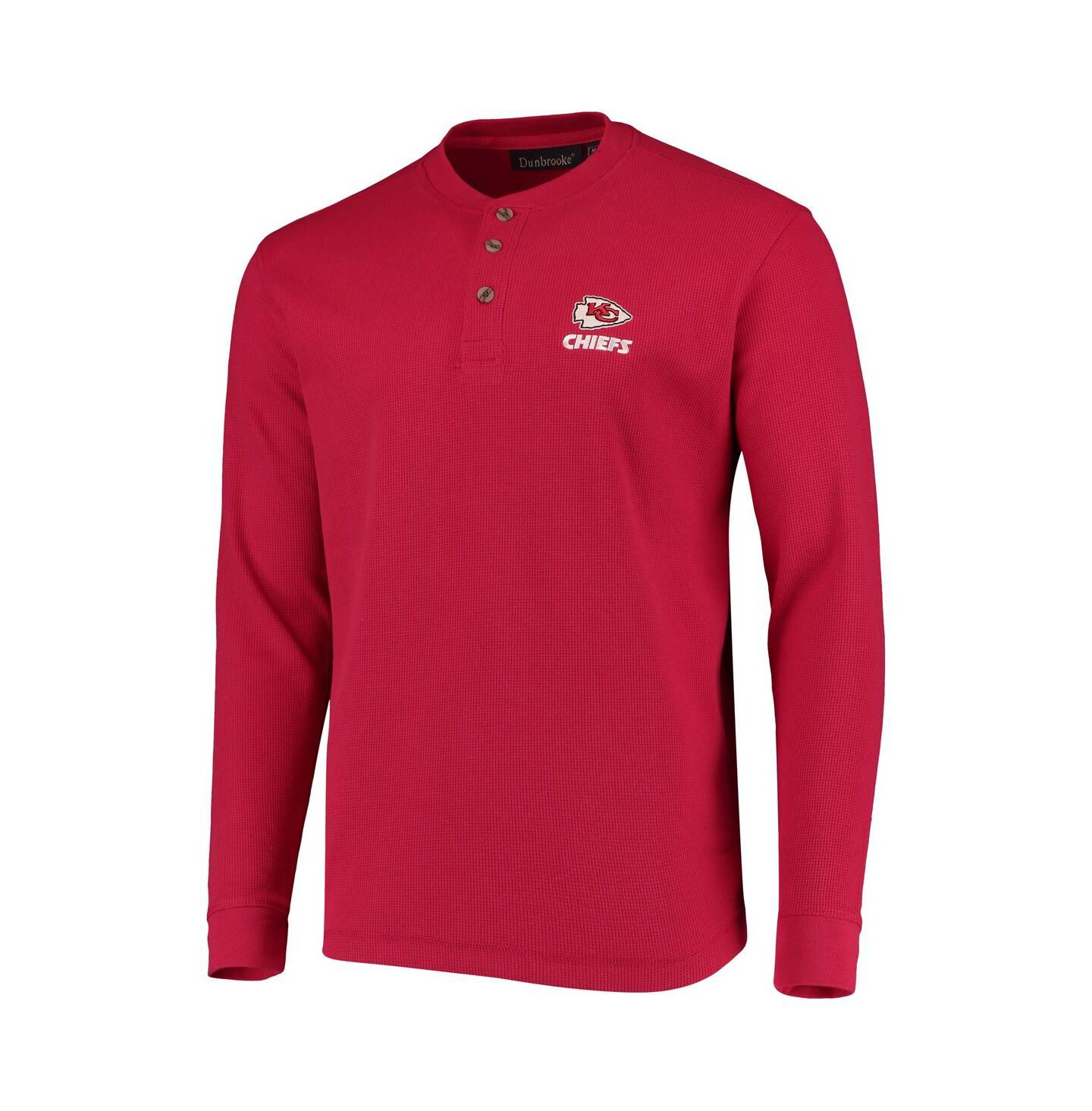 Мужская футболка Dunbrooke Red Kansas City Chiefs Logo Maverick Thermal Henley Long Sleeve — фото 2