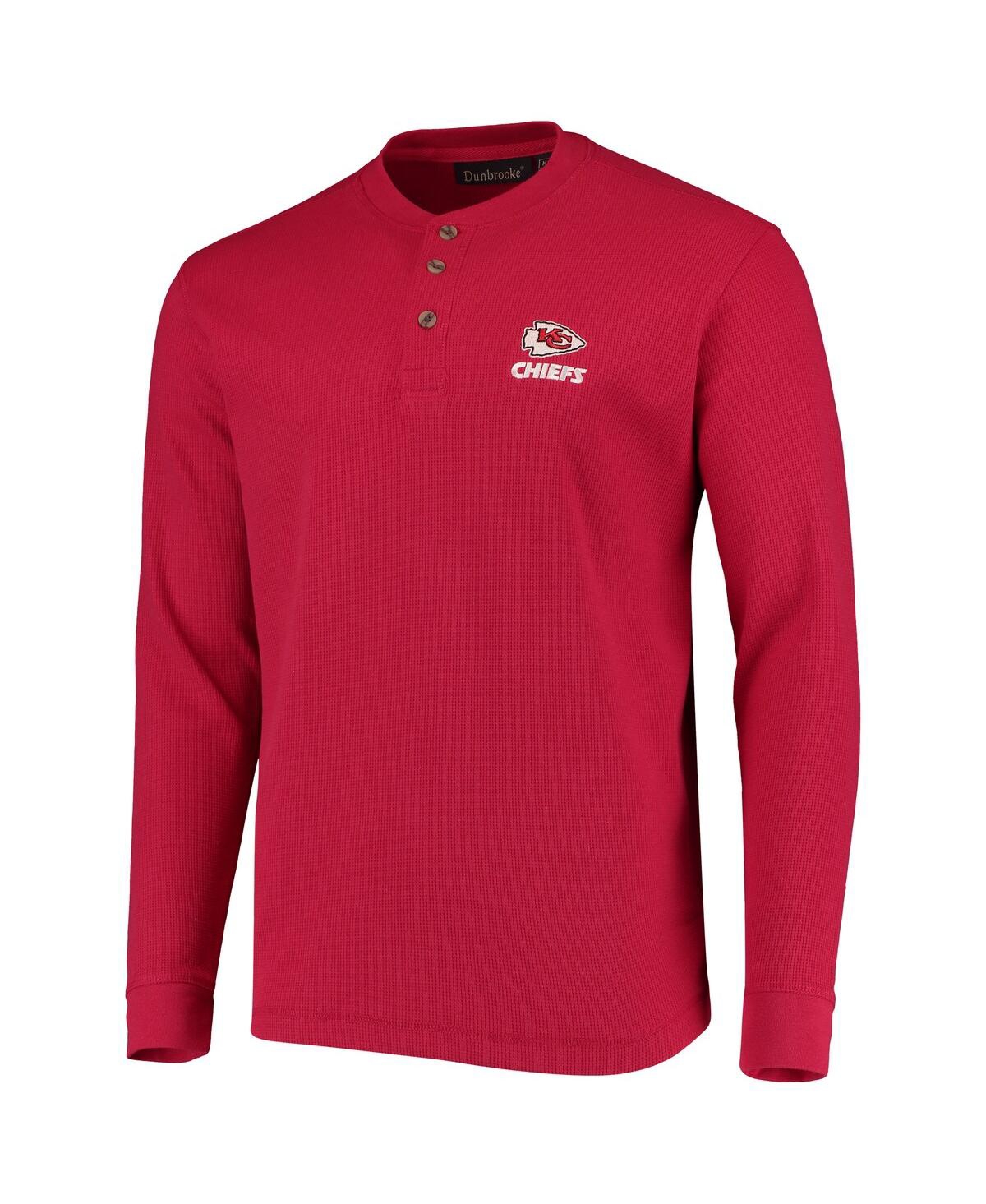 Shop Dunbrooke Men's  Red Kansas City Chiefs Logo Maverick Thermal Henley Long Sleeve T-shirt