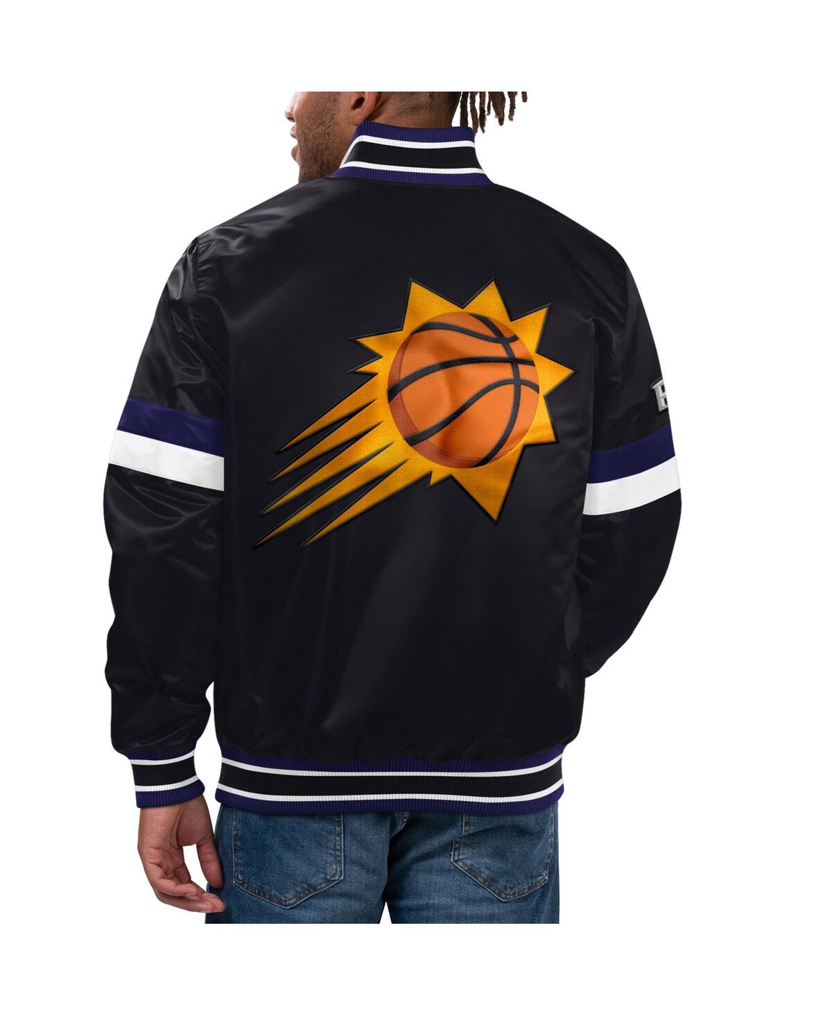 Starter Black Phoenix Suns Home Game Satin Full-snap Varsity Jacket In Black