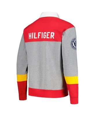 Men's Red Kansas City Chiefs Connor Oversized Rugby Long Sleeve Polo Shirt