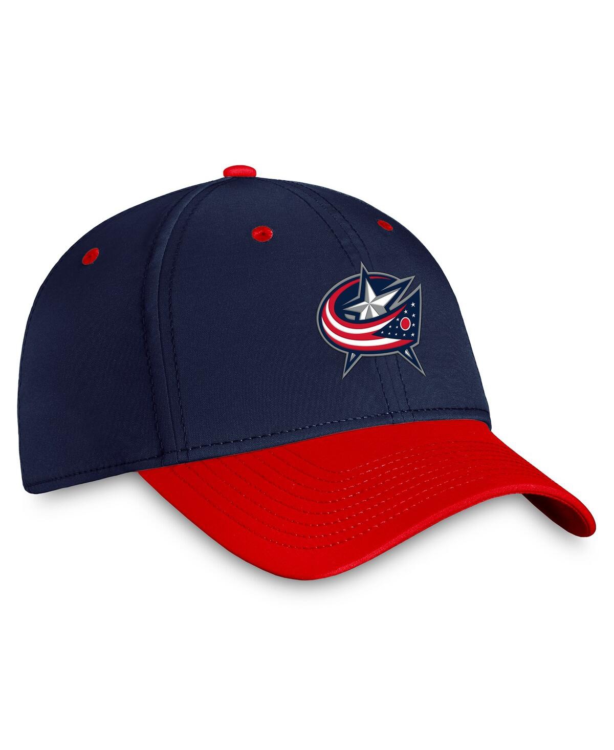 Shop Fanatics Men's  Navy, Red Columbus Blue Jackets Authentic Pro Rink Two-tone Flex Hat In Navy,red