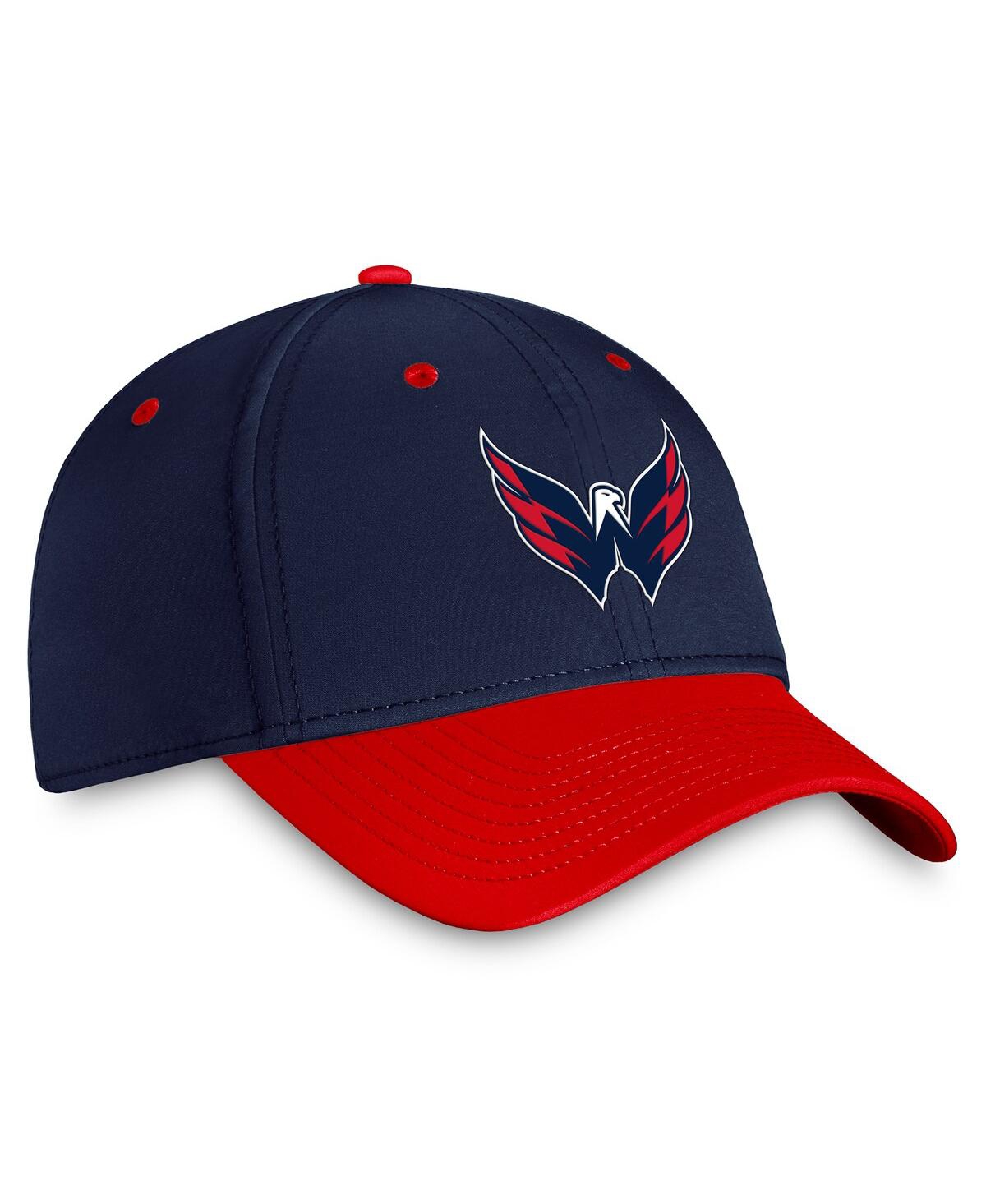 Shop Fanatics Men's  Navy, Red Washington Capitals Authentic Pro Rink Two-tone Flex Hat In Navy,red