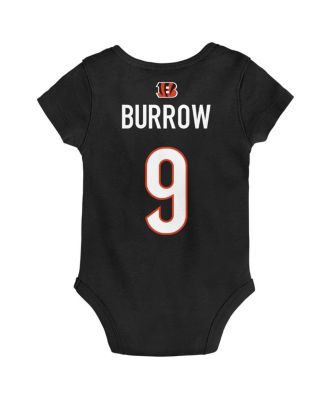 Baby Boys and Girls Joe Burrow Black Cincinnati Bengals Mainliner Player Name and Number Bodysuit