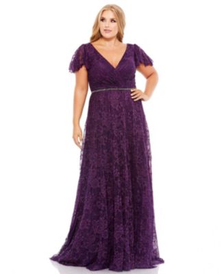 mac duggal plus lace-up asymmetrical side-slit embellished-hem dress Mac Duggal Plus Lace-Up Asymmetrical Side-Slit Embellished-Hem Dress 16